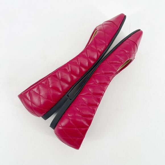 Jimmy Choo Leni Raspberry Quilted Leather Logo Square Toe Ballet Flat IT 39.5 - Picture 5 of 11